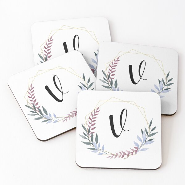 Item preview, Delicate gold frame monogram and colorful laurels letter V designed and sold by JustSeasons.
