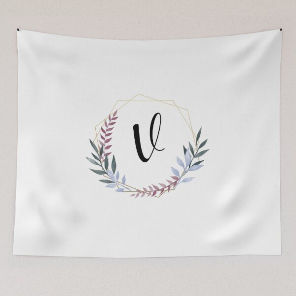Item preview, Delicate gold frame monogram and colorful laurels letter V designed and sold by JustSeasons.