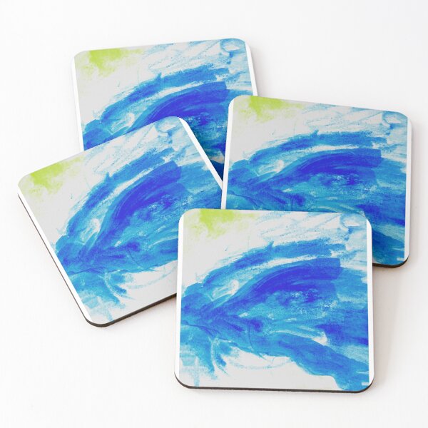 Item preview, Light Blue and green watercolor painting watercolour pattern ocean waves designed and sold by WatercolorFun.