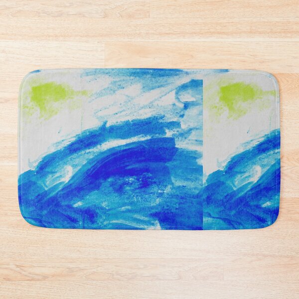 Item preview, Light Blue and green watercolor painting watercolour pattern ocean waves designed and sold by WatercolorFun.