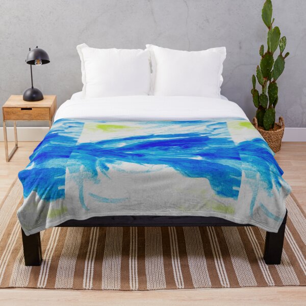 Aperçu de l'œuvre Bleu clair et vert aquarelle peinture motif aquarelle vagues de l'océan créée et vendue par WatercolorFun.