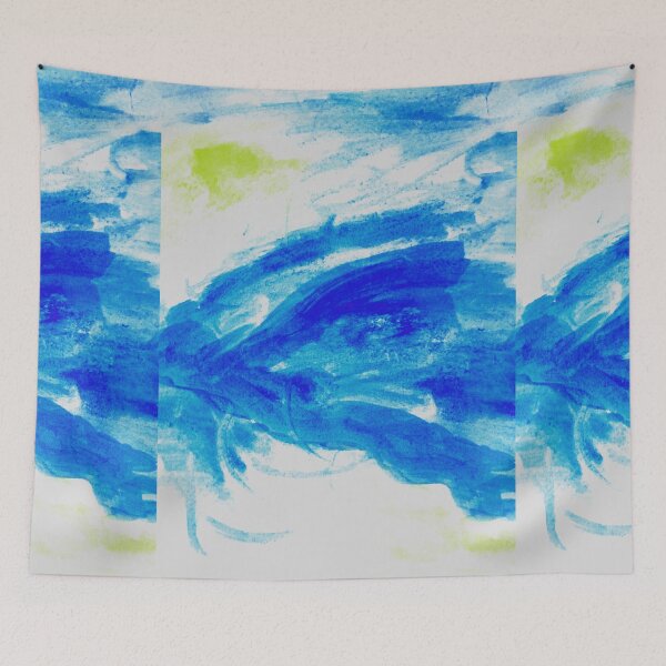 Item preview, Light Blue and green watercolor painting watercolour pattern ocean waves designed and sold by WatercolorFun.
