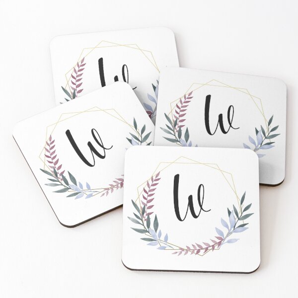 Item preview, Delicate gold frame monogram and colorful laurels letter W designed and sold by JustSeasons.