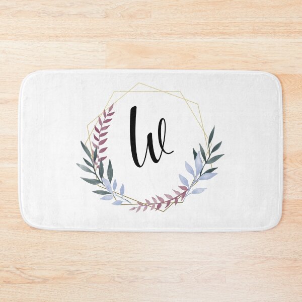 Item preview, Delicate gold frame monogram and colorful laurels letter W designed and sold by JustSeasons.