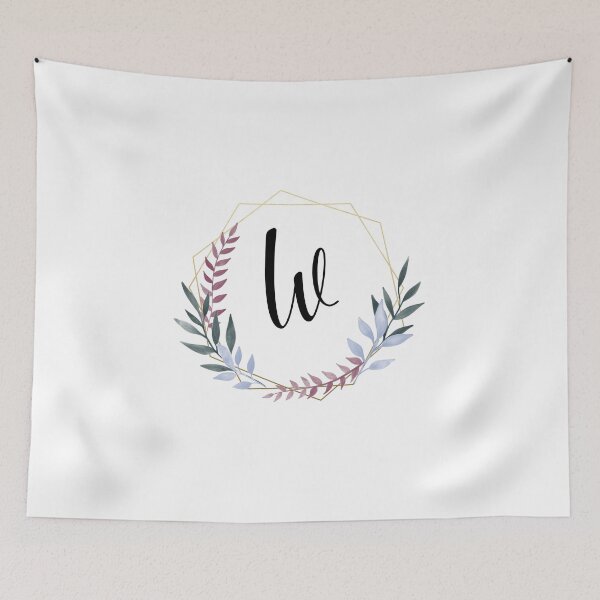 Item preview, Delicate gold frame monogram and colorful laurels letter W designed and sold by JustSeasons.