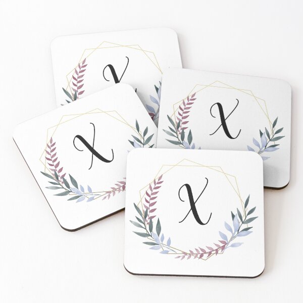 Item preview, Delicate gold frame monogram and colorful laurels letter X designed and sold by JustSeasons.