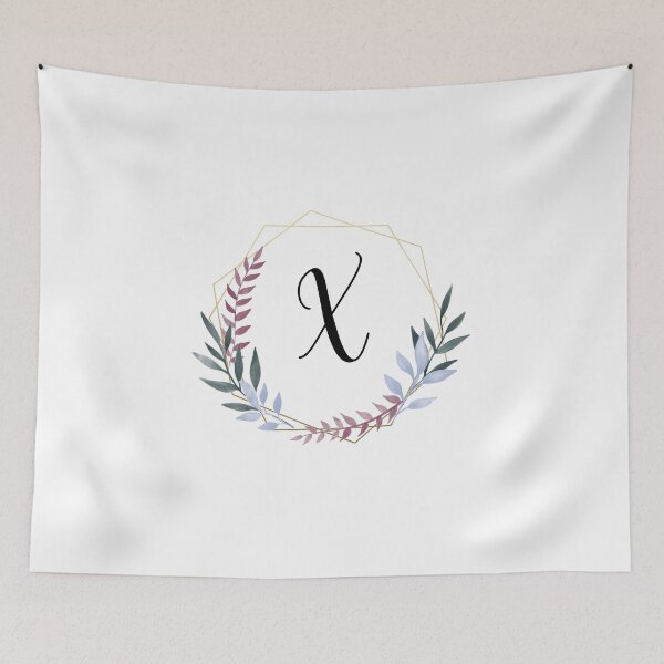 Item preview, Delicate gold frame monogram and colorful laurels letter X designed and sold by JustSeasons.