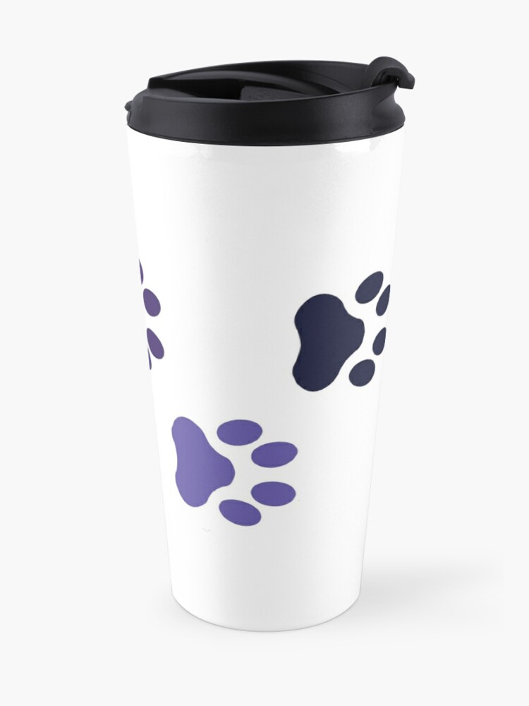 Purple Dog Paw Prints Travel Mug By Rbbeachdesigns Redbubble