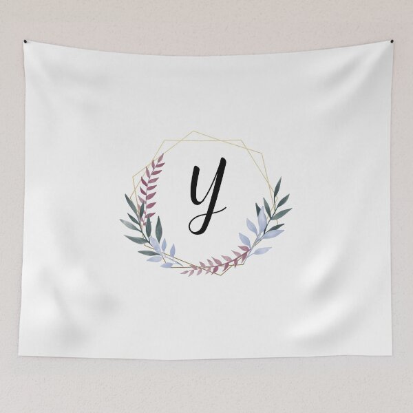 Item preview, Delicate gold frame monogram and colorful laurels letter Y designed and sold by JustSeasons.