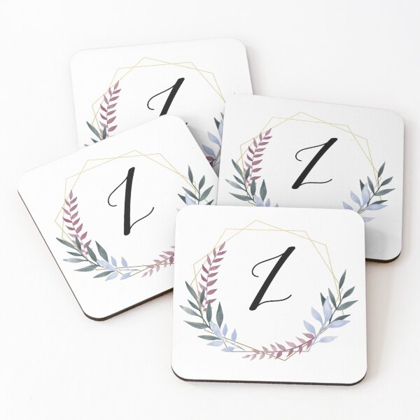 Item preview, Delicate gold frame monogram and colorful laurels letter Z designed and sold by JustSeasons.