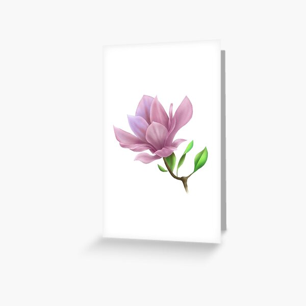 magnolia tree flower Airbrush watercolour print Greeting Card