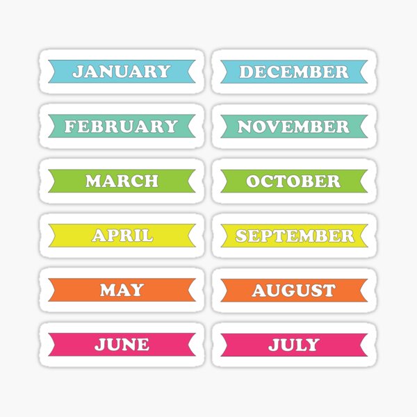 colorful-rainbow-months-of-the-year-planner-stickers-sticker-for-sale
