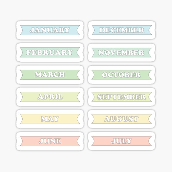 Pastel months of the year planner stickers Sticker