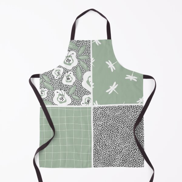 Item preview, patchwork floral garabatos dotty verde salvia designed and sold by swans-swatches.