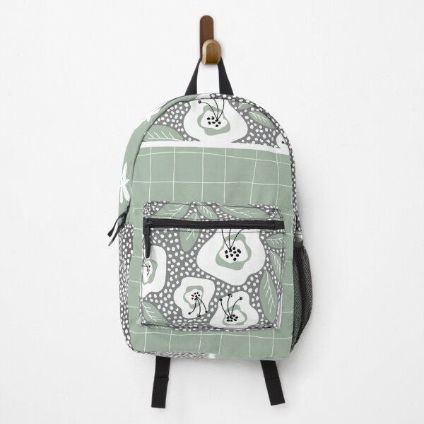 Item preview, sage green dotty doodled floral patchwork designed and sold by swans-swatches.
