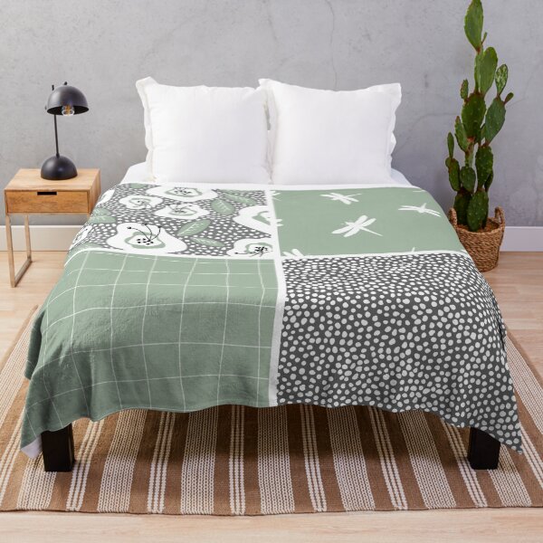Item preview, patchwork floral garabatos dotty verde salvia designed and sold by swans-swatches.