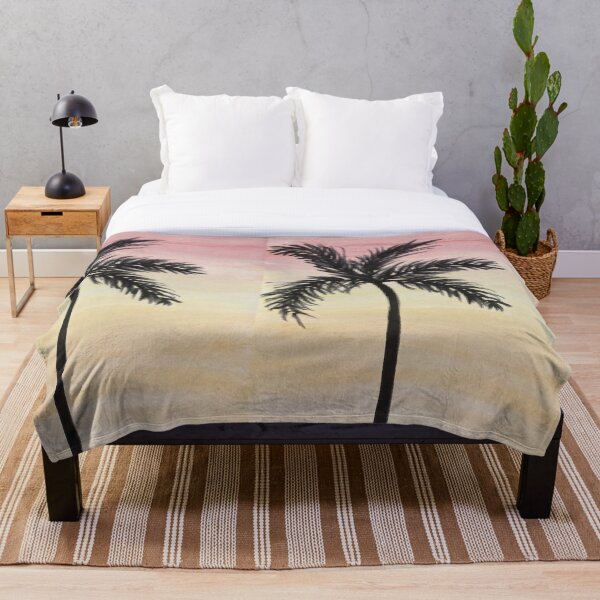 Item preview, Sunset by the ocean and palm trees watercolor painting watercolour pattern  designed and sold by WatercolorFun.