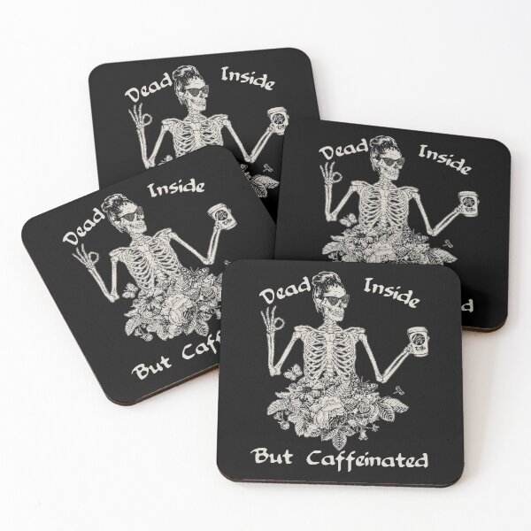 Item preview, Dead Inside But Caffeinated Skeleton Flower Funny Gift designed and sold by paneczkopat.