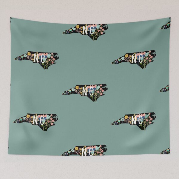 Item preview, Floral North Carolina state NC designed and sold by TheWaterBirds.