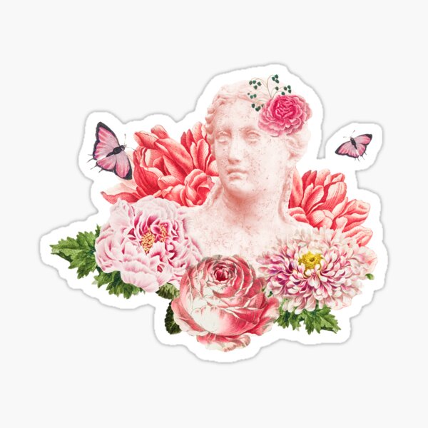 Greek Woman Statue With Roses Sticker