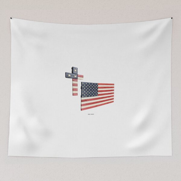 Item preview, American Flag and Cross EST.2021 US Flag, US Cross, Red Flag, Old Glory, Modern Wooden Flag, Flag Wall Art, Large designed and sold by chanat3659.