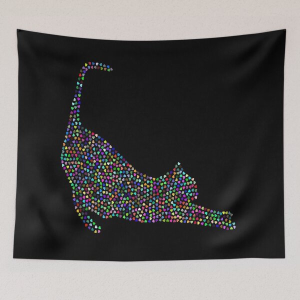 Item preview, Cute multicoloured hearts cat stretching  designed and sold by LeBreab.