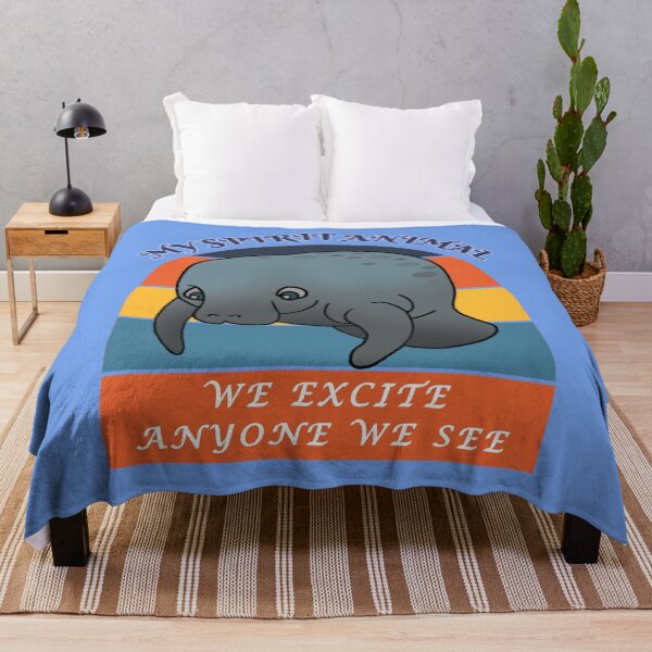 Item preview, My Spirit Animal is a Manatee - We Excite Anyone We See - Blue BG designed and sold by KeysTreasures.