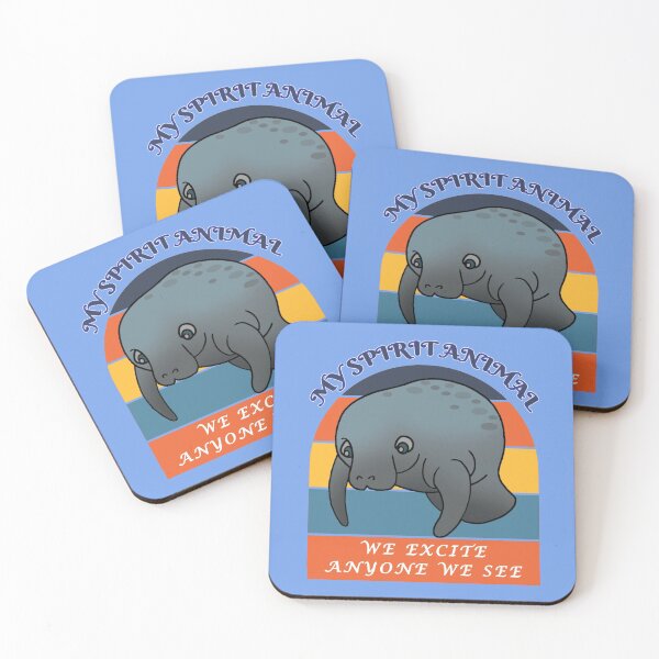 Item preview, My Spirit Animal is a Manatee - We Excite Anyone We See - Blue BG designed and sold by KeysTreasures.