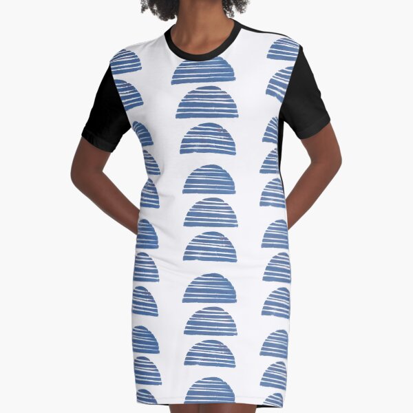 Periwinkle Blue Semi- Circles Graphic T-Shirt Dress