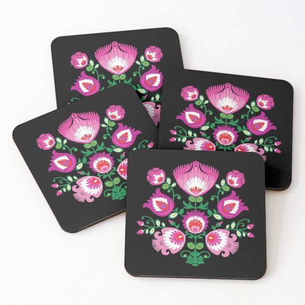 Item preview,  Pink folklore on black designed and sold by FK-UK.