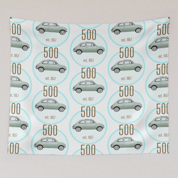Item preview, Vintage Fiat 500, Italian car round grey/blue design designed and sold by MiloHarris.