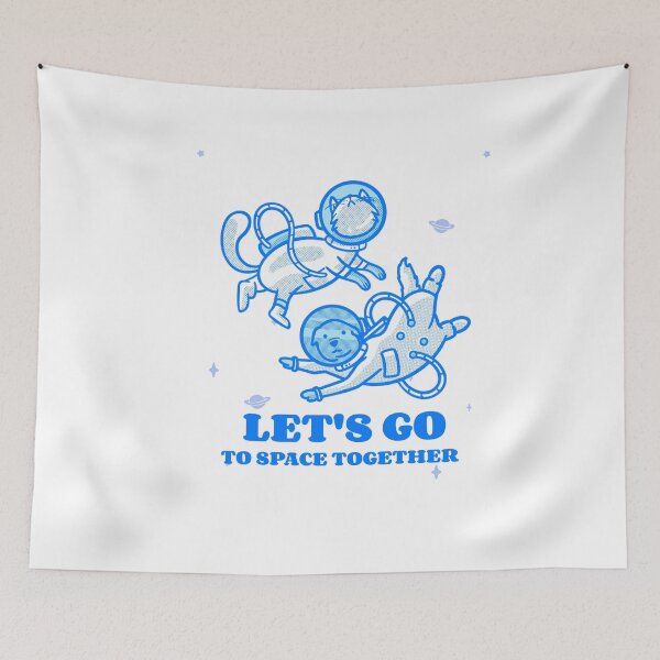 Item preview, Let's Go To Space - astronaut cat & dog in space designed and sold by GLwithUs.