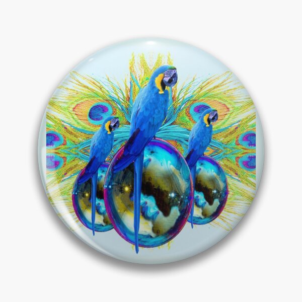 Item preview, FEATHERS & BLUE MACAWS ON BLUE BALLS ART designed and sold by sharlesart.