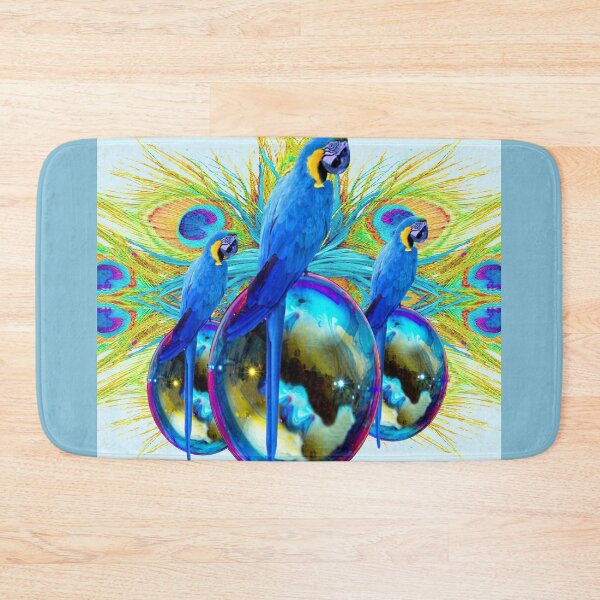 Item preview, FEATHERS & BLUE MACAWS ON BLUE BALLS ART designed and sold by sharlesart.
