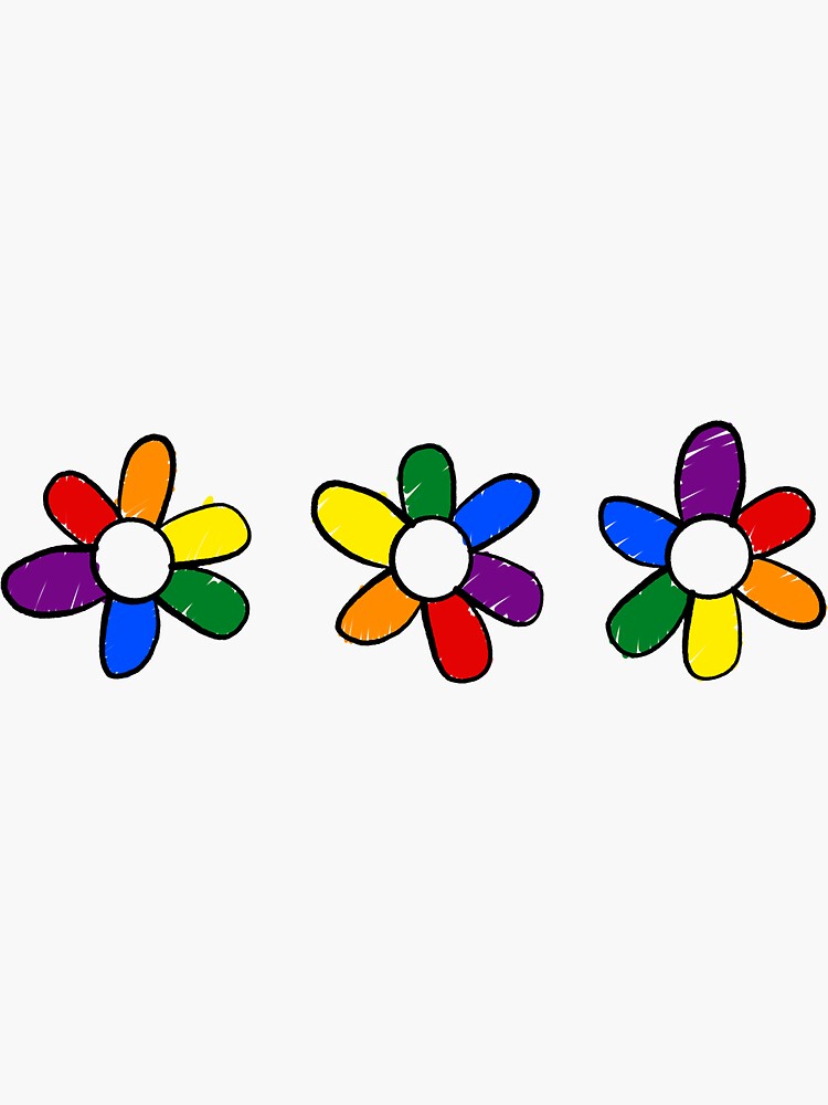 "LGBT+ Pride Flag Flowers" Sticker by Shutajr Redbubble