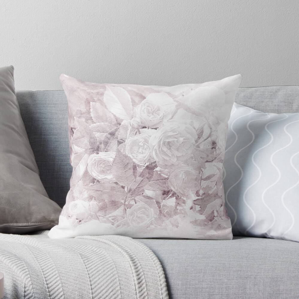 Watercolor Roses Print Throw Pillow