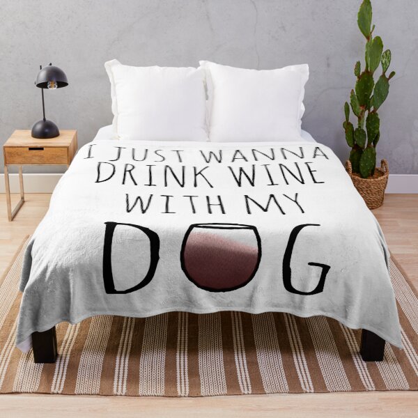Item preview, I just wanna drink wine with my dog designed and sold by melOnDesign22.