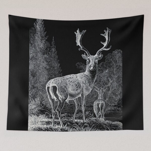 Item preview, Fallow deer - Vintage - drawing - inverted designed and sold by jc007.