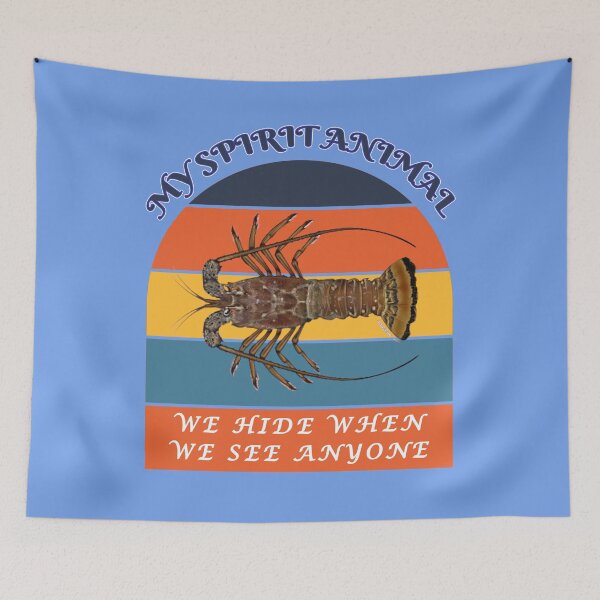 Item preview, My Spirit Animal is a Florida Spiny Lobster - We Hide When We See Anyone - Blue BG designed and sold by KeysTreasures.