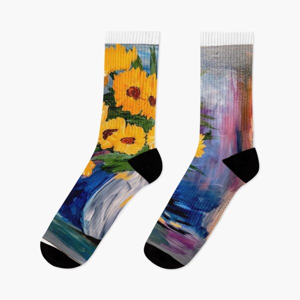 Item preview, sunflowers in a metallic blue and silver vase   designed and sold by kkartwork.