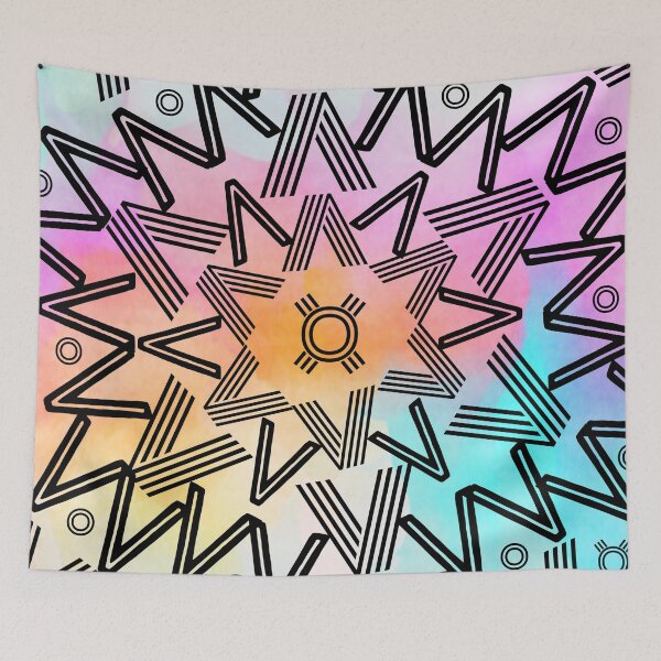 Item preview, Pastel Rainbow Watercolor Tie Dye Spikes Mandala  designed and sold by Designs By YL.