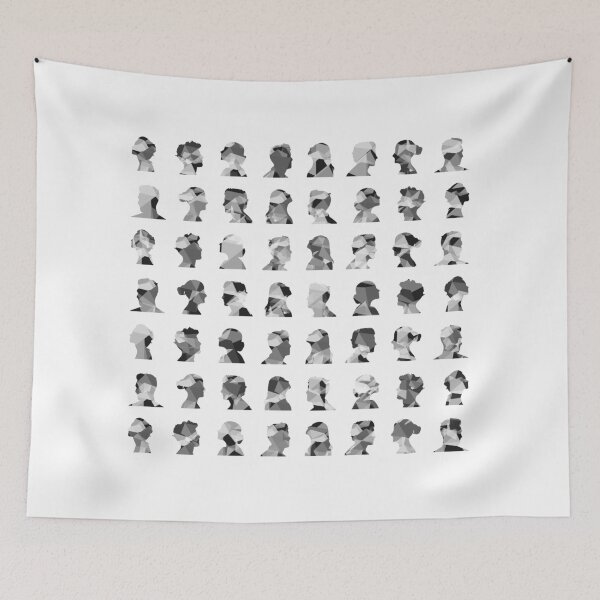 Item preview, Black and white Geometric face silhouette pattern designed and sold by SLGA-Designs.