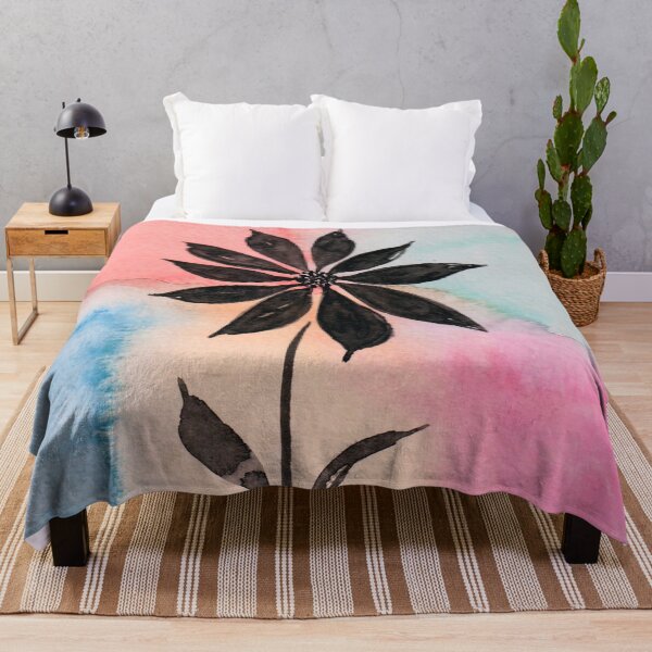 Item preview, Single Black Flower on Abstract Pastel designed and sold by DaisyGirlDesign.