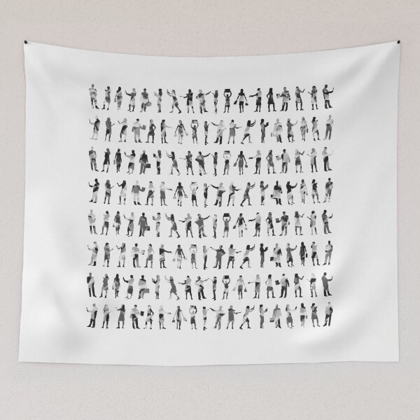Item preview, Black and white Geometric people silhouette pattern designed and sold by SLGA-Designs.