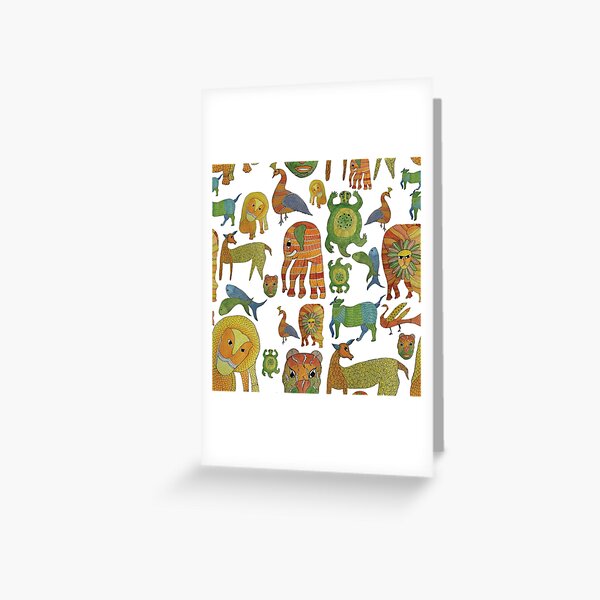 Item preview, Boho animal prints gond art designed and sold by manasviagarwal.