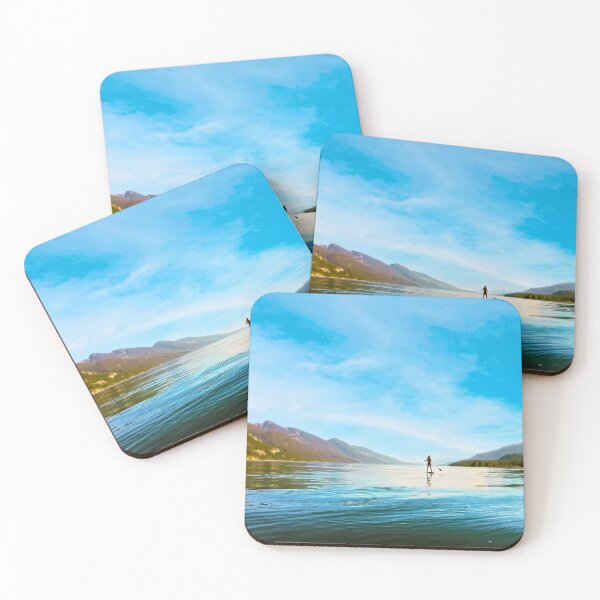 Item preview, Mountain Lake with Paddle Boarder designed and sold by Spindriftmerch.