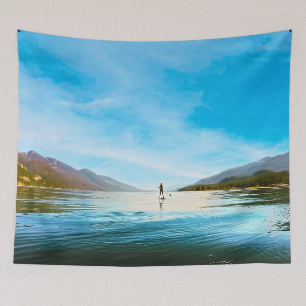 Item preview, Mountain Lake with Paddle Boarder designed and sold by Spindriftmerch.