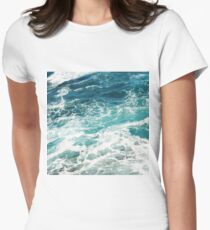 Blue Ocean Waves Fitted T-Shirt