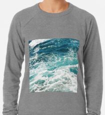 Blaue Meereswellen Leichter Pullover