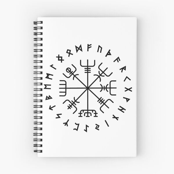 Artikelvorschau, Norse Vegvisir Elder Futhark Pagan Viking Runes Black entworfen und verkauft von BluePagan.